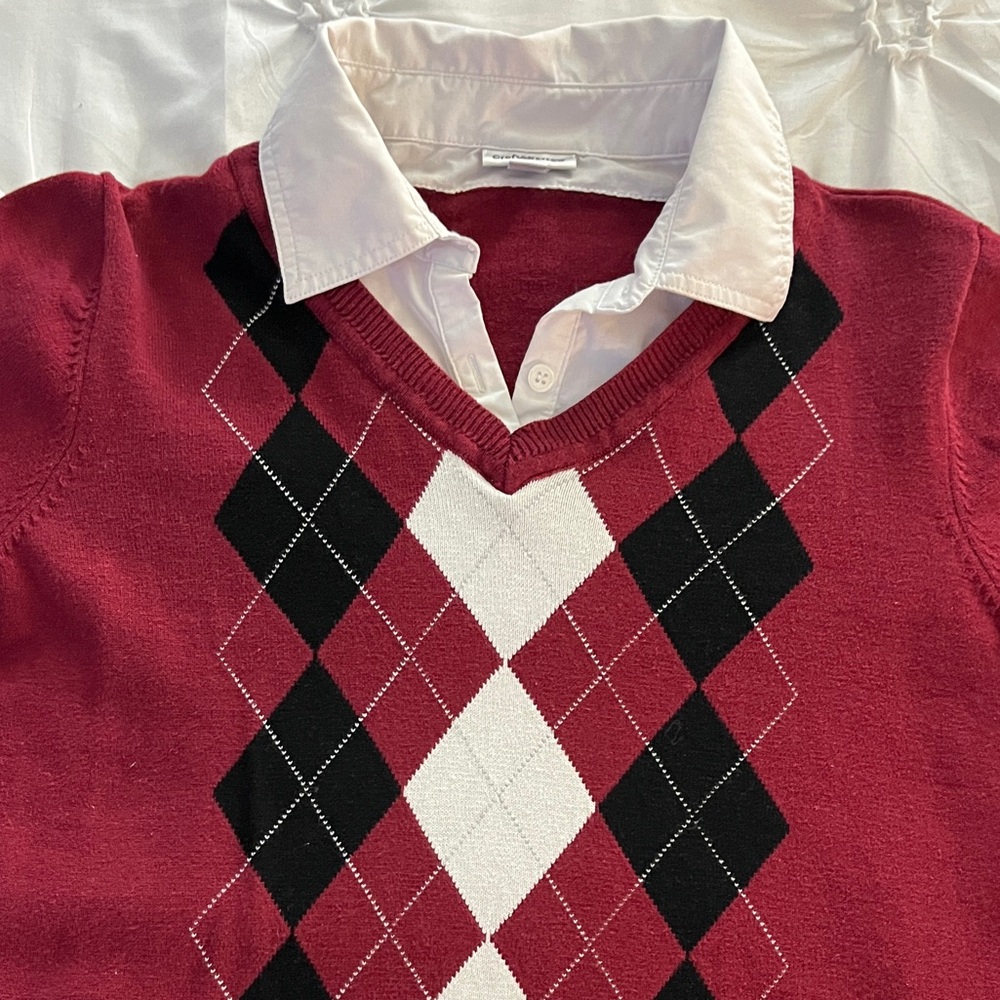 Croft & Barrow Red Argyle Sweater